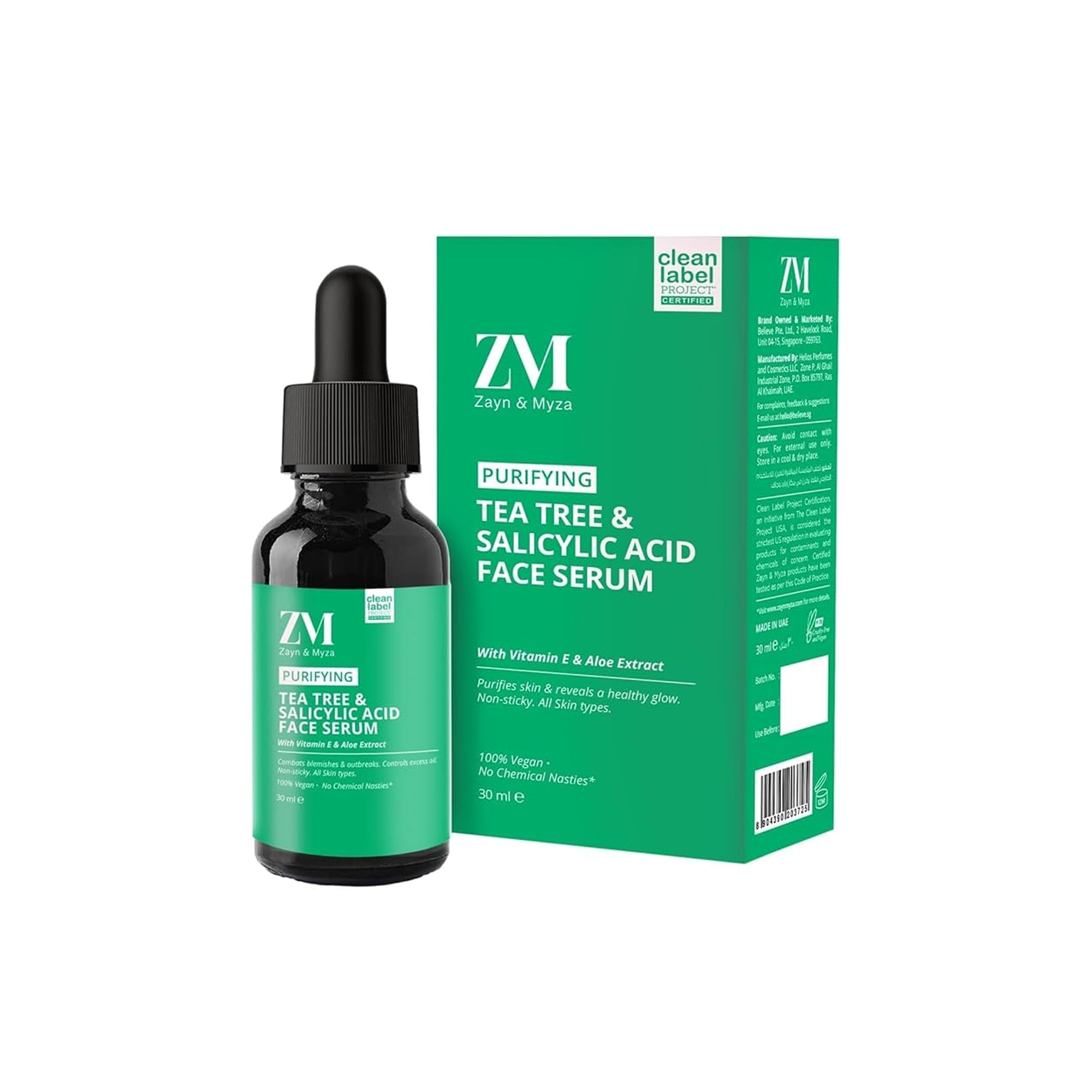 ZM Zayn & Myza Tea Tree Salicylic Acid Face Serum 30ml Acne Scar Treatment for Oily Skin Blemish Control and Glowing Skin