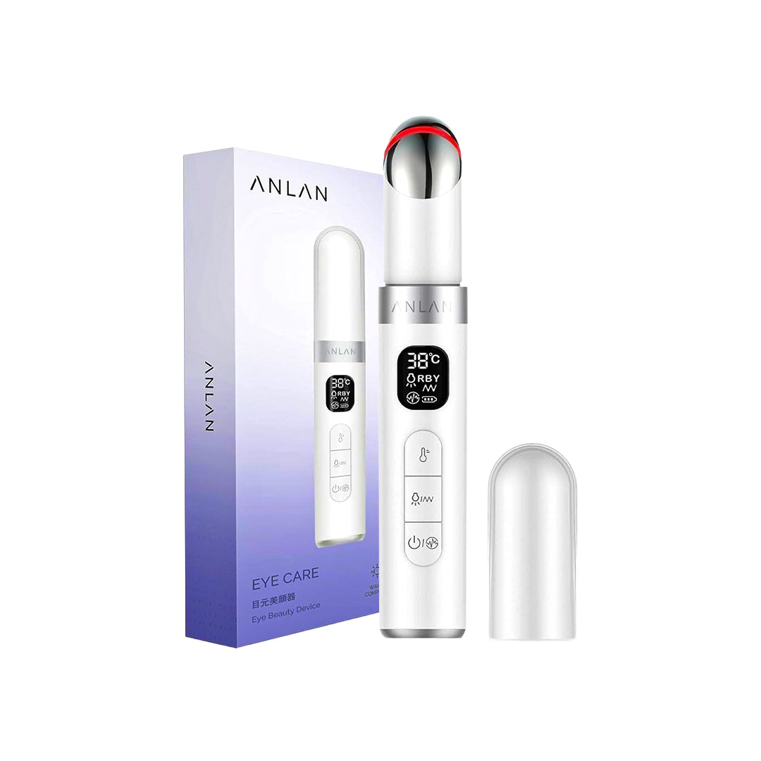 جهاز تدليك العين EMS من ANLAN، جهاز تدليك العين بأربعة أوضاع، مضاد للتجاعيد، قابل لإعادة الشحن، جهاز للعناية بالعين مع شاشة LCD (38-45 درجة مئوية).