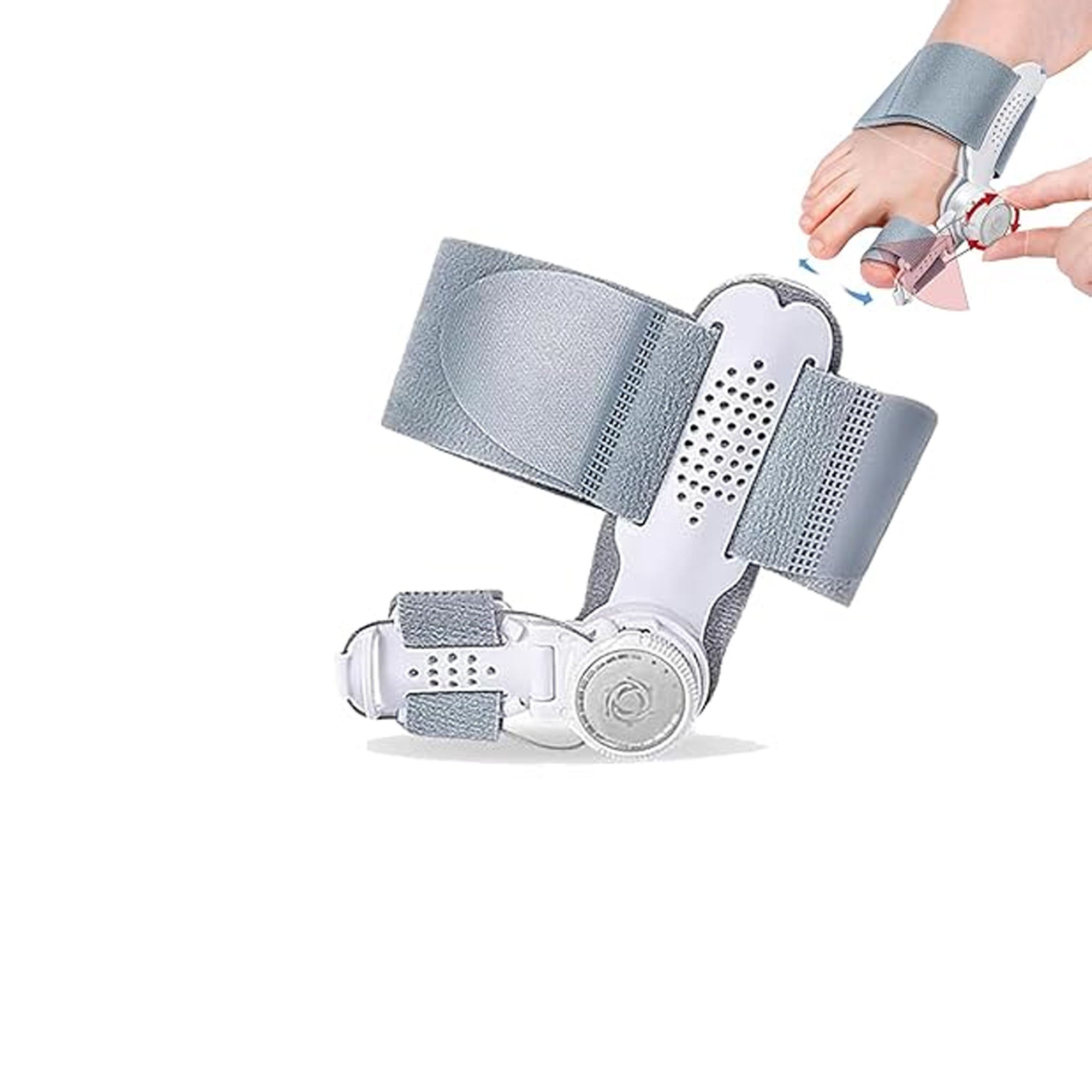 Bunion Corrector for Big Toe – Adjustable Orthopedic Toe Straightener with Knob Design | Non-Slip Hallux Valgus Support for Left & Right Feet (Grey)