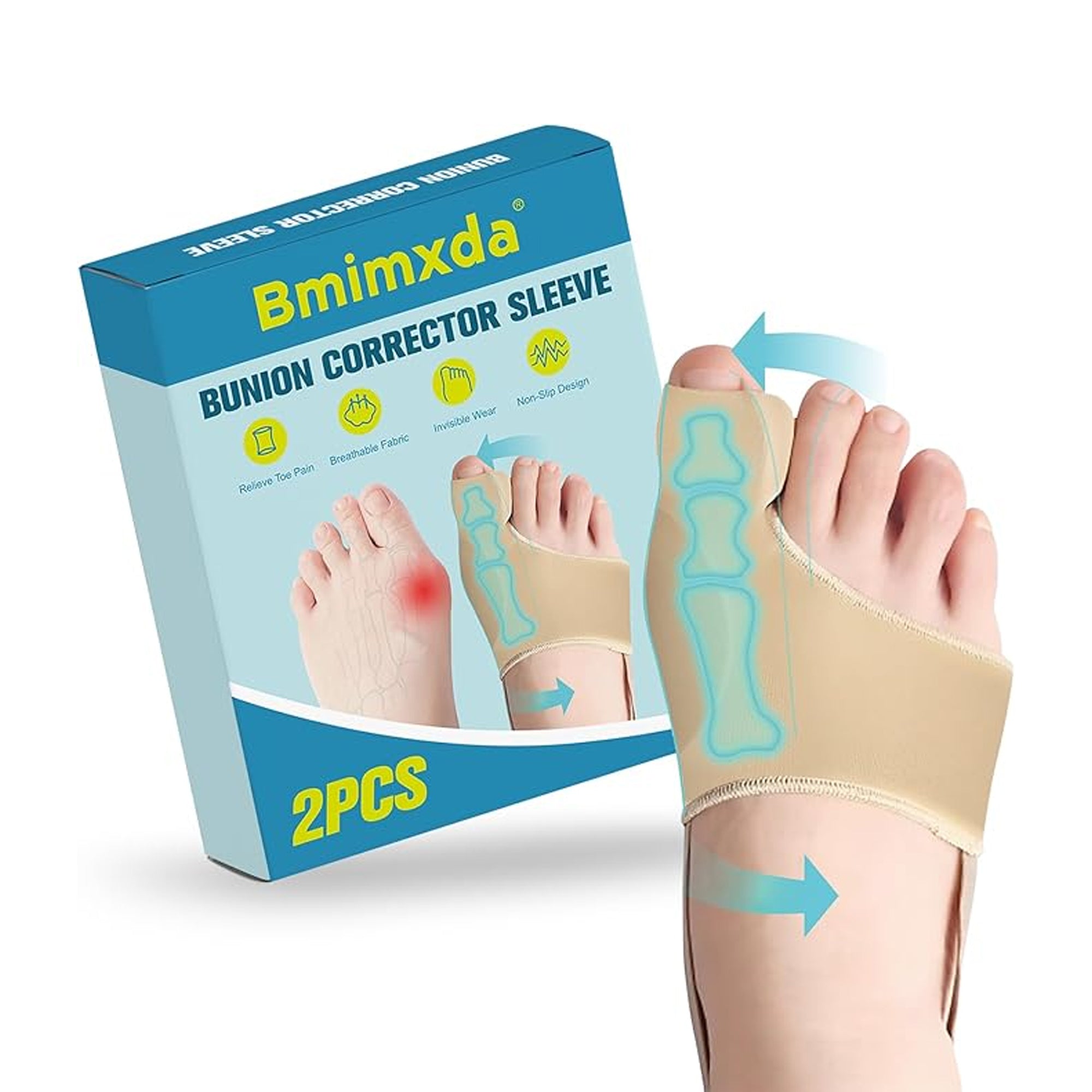 Bunion Corrector Sleeve for Women & Men – Adjustable Big Toe Alignment Support with Padding | Hallux Valgus Pain Relief Foot Brace (Skin Color, Medium)