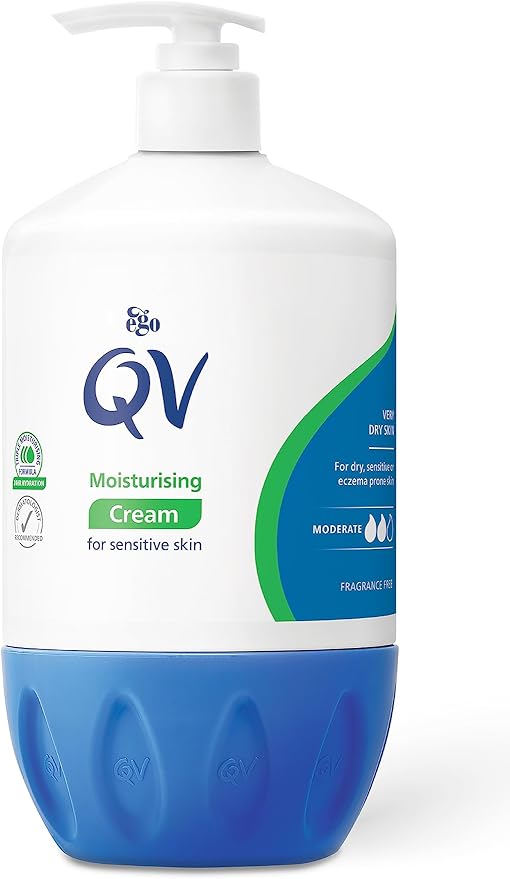 QV Cream with Glycerin - 500g Pump, 24 Hour Moisturisation, Ideal for Dry Skin Conditions, such as Eczema, Psoriasis and Dermatitis