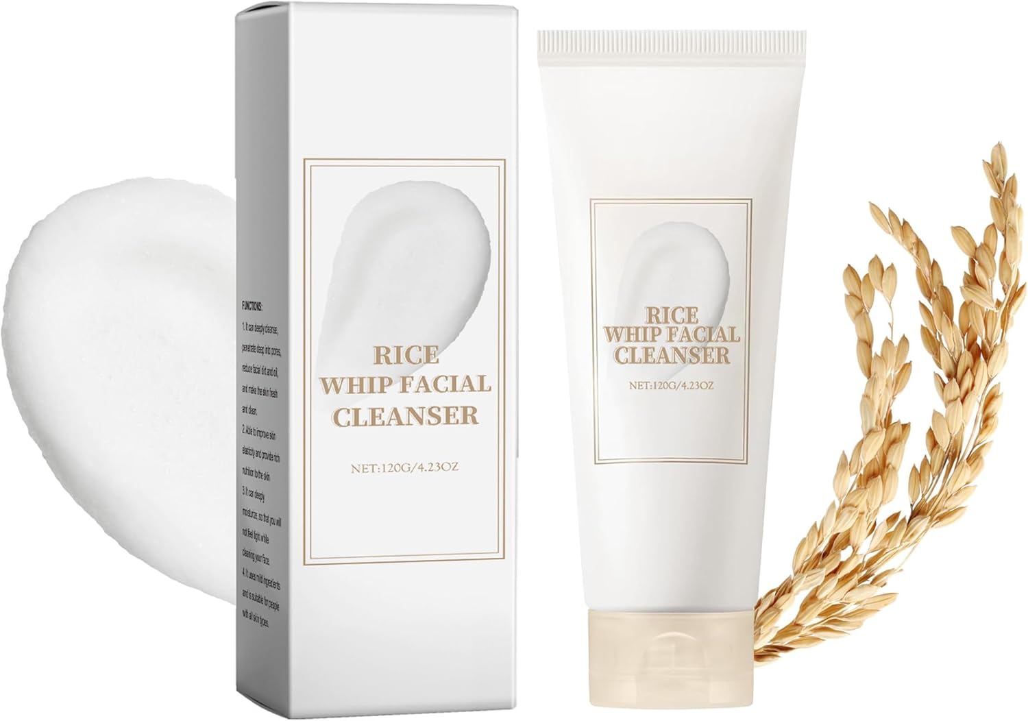 LBOYLOVE® Rice Water Face Wash, Rice Whip Facial Cleanser for Sensitiv