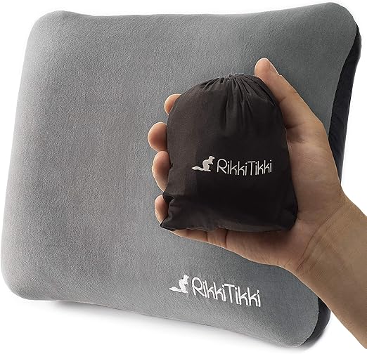 RikkiTikki Compact Travel Pillow – Grey