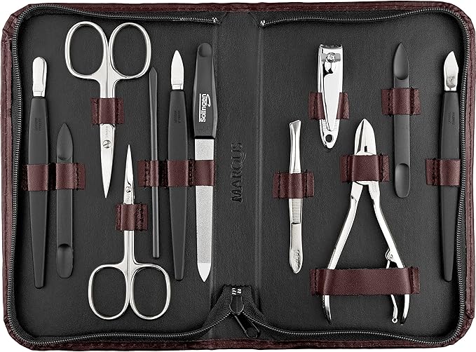 Solingen 12-Piece Professional Manicure & Pedicure Set – Leather Case