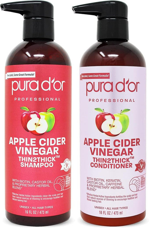 Pura D’or Apple Cider Vinegar Thin2Thick™ Shampoo & Conditioner