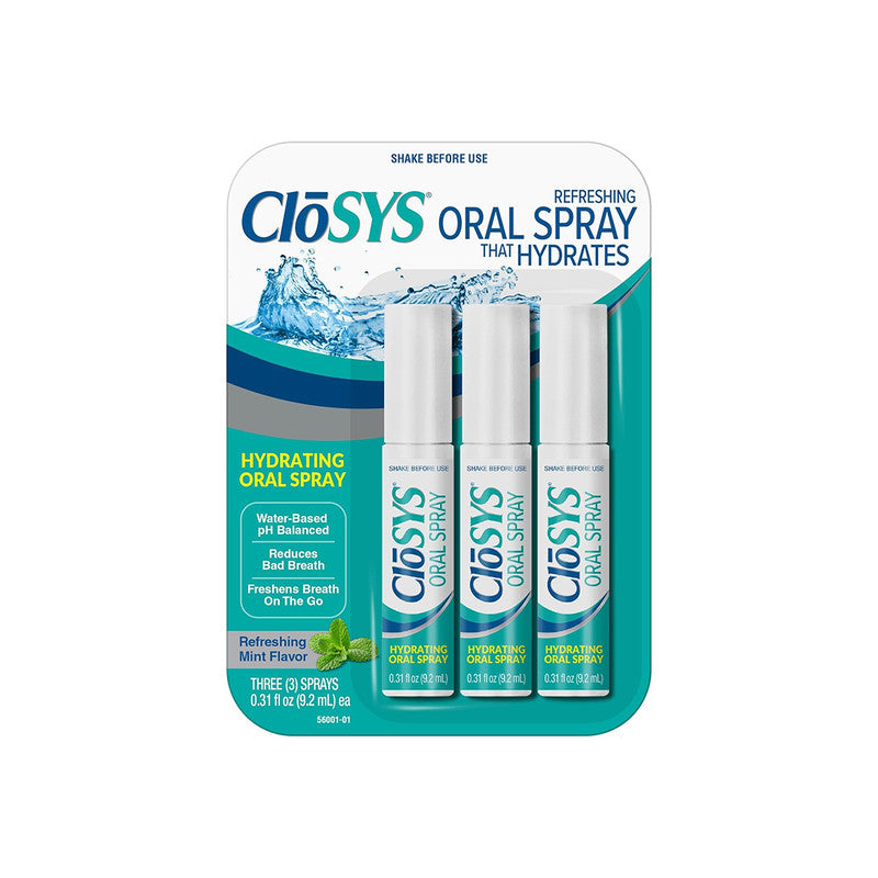 CloSYS Oral Breath Spray, 0.31 Ounce (3 Count), Mint, Sugar Free, pH Balanced, Fights Bad Breath