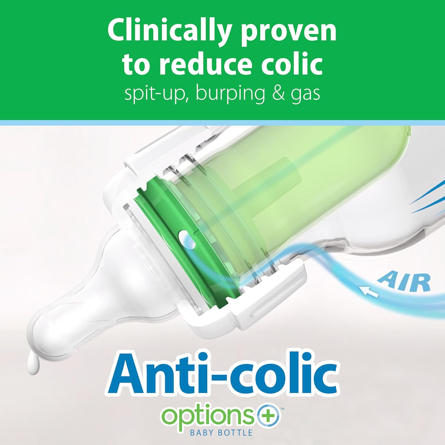 Dr. Brown’s Natural Flow® Anti-Colic Options+™ Narrow Glass Baby Bottles 8 oz/250 mL, with Level 1 Slow Flow Nipple, 2 Pack, 0m+