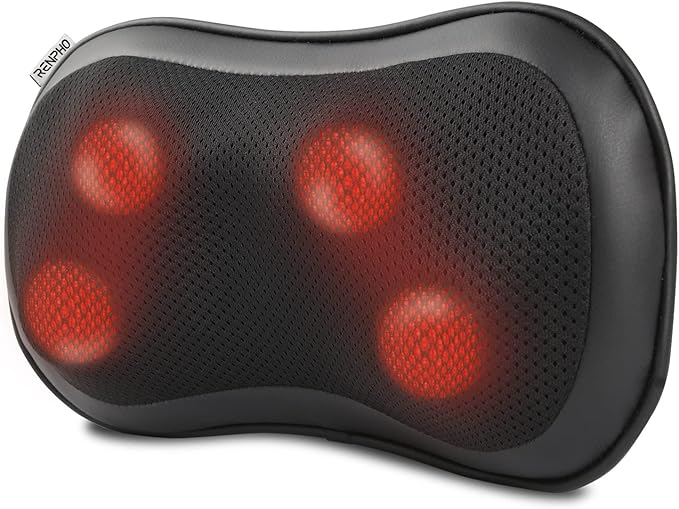 Back Neck Massager with Heat，RENPHO Shiatsu Massage Pillow with Deep Tissue Kneading for Shoulders Lower Back Leg Calf Body Muscle, Gifts fo