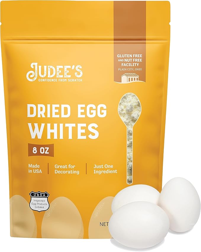 Judee’s Dried Egg White Protein Powder 8 oz - Pasteurized, USDA Certified, 100% Non-GMO - Gluten-Free and Nut-Free - Just One Ingredient - M
