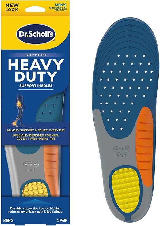 Heavy Duty Support Pain Relief Orthotics, Designed for Men Over 200lbs with Technology to Distribute Weight and Absorb Shock with Every Step