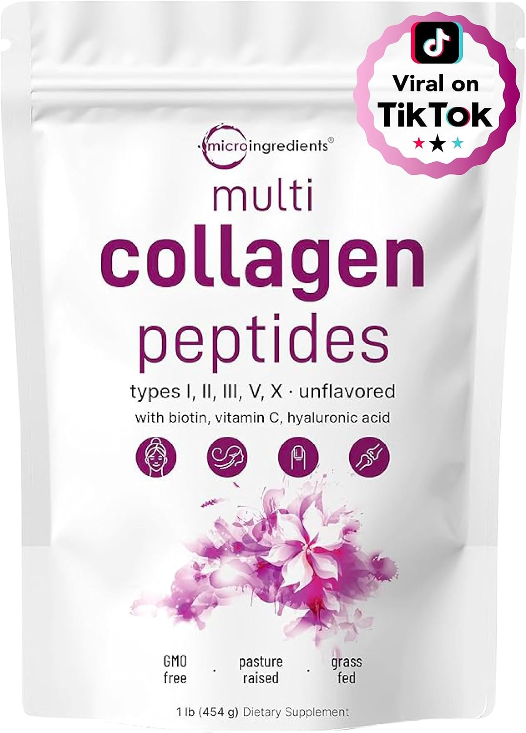 Multi Collagen Peptides Powder (1 Pound / 16 Ounce) The "Daily Beauty & Mobility" Essential