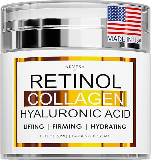Retinol Cream for Face - Facial Moisturizer with Collagen and Hyaluronic Acid - Hydrating Wrinkle Cream for Women and Men - Anti-Aging Day a
