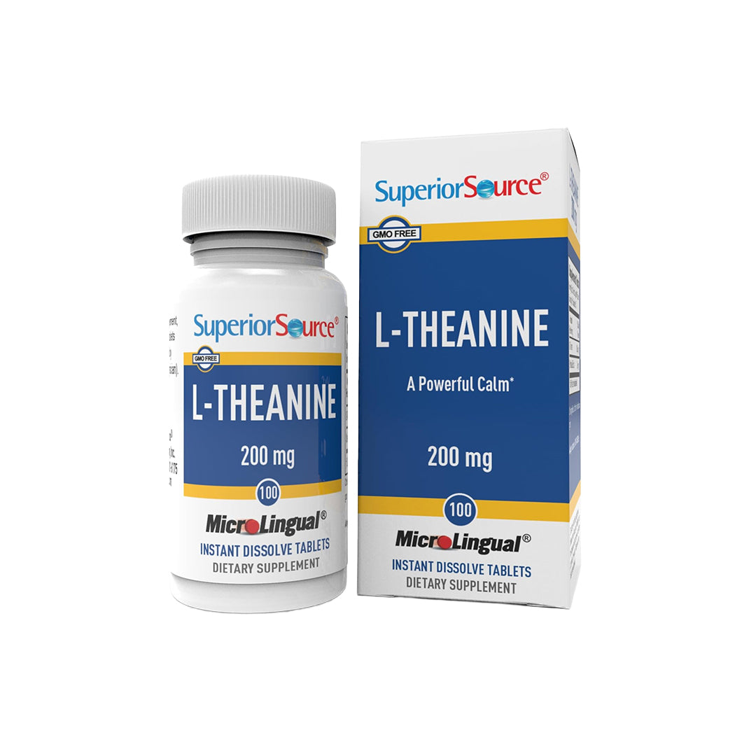 Superior Source L-Theanine 200 mg - Brain Health Support Supplement for Adults - Supplement Formula Helps Better Sleep & Daily Energy - Supports Concentration Naturally - 100 Instant Dissolve Tablets