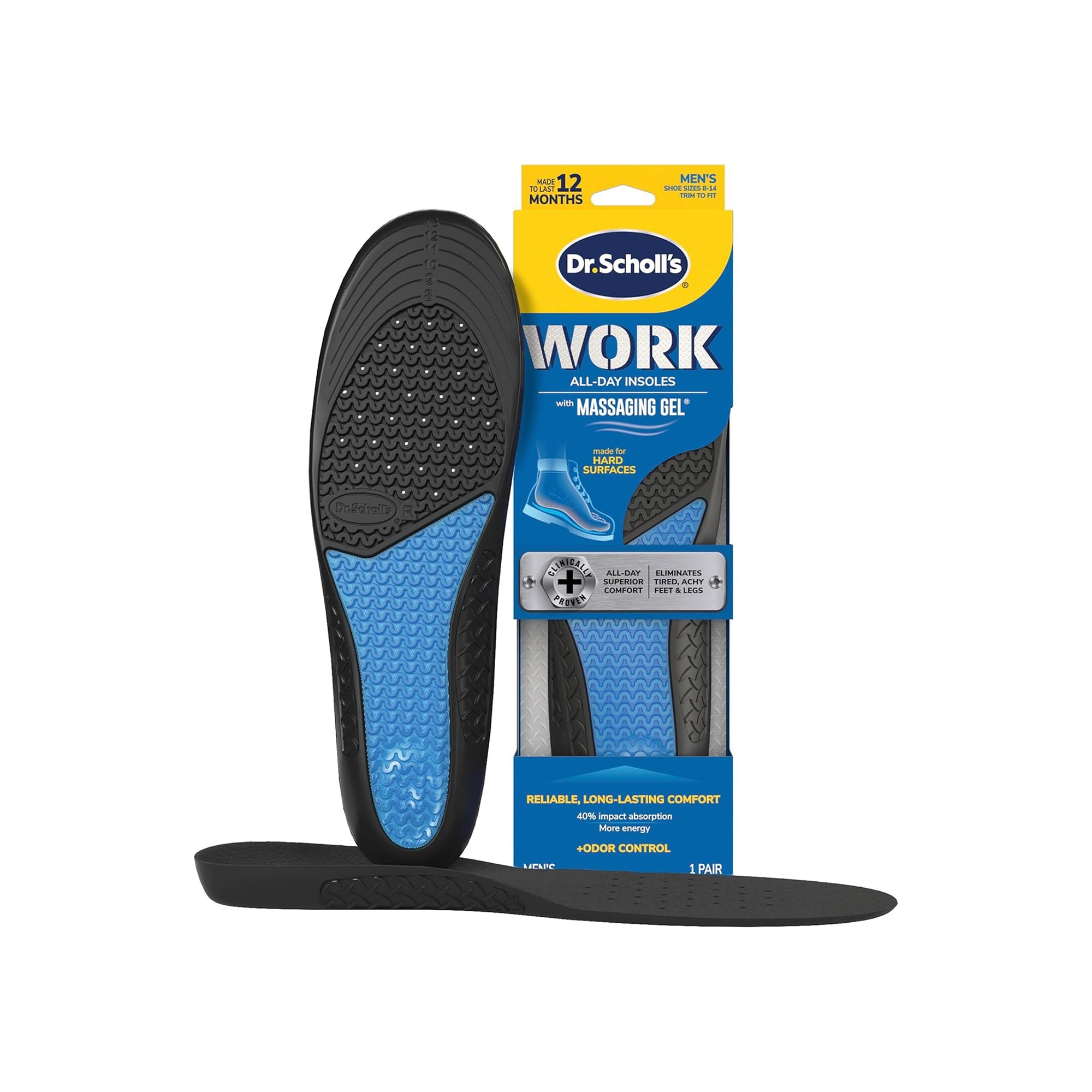 Dr. Scholl’s – Work Massaging Gel® All-Day Insoles for Men (1 Pair)