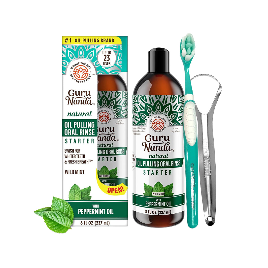 GuruNanda Coconut & Peppermint Oil Pulling Oral Rinse – Starter (8 fl oz / 236.5 ml)