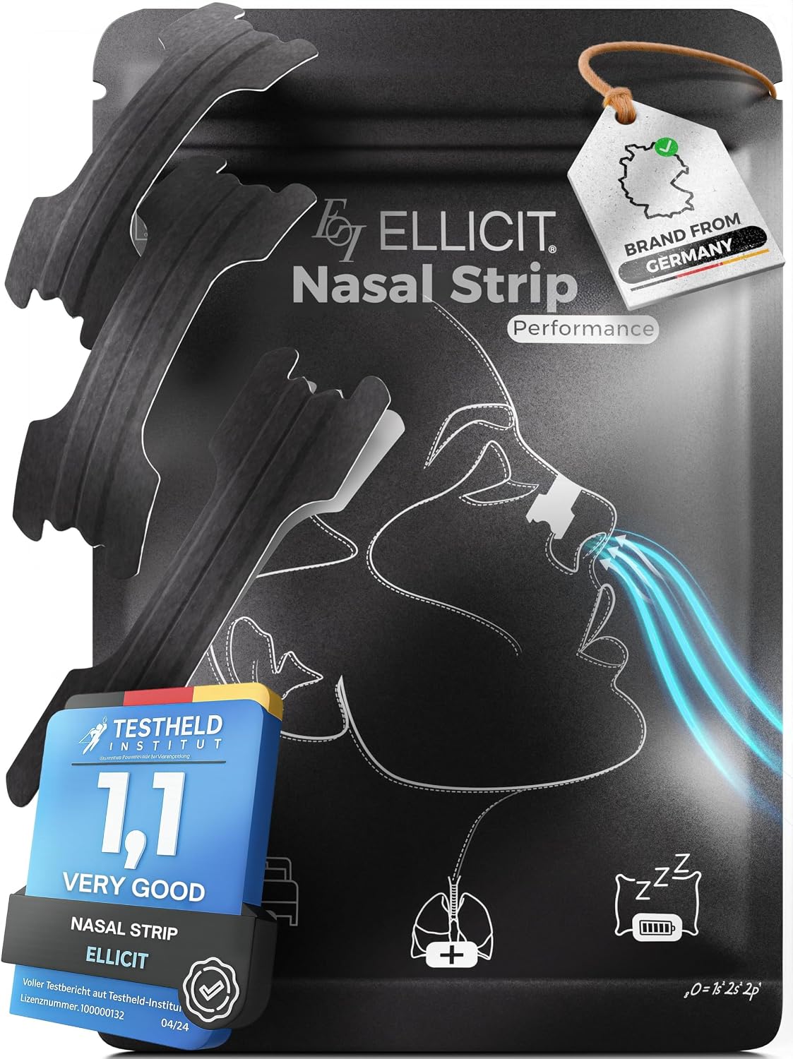 El Licit Nose Plasters Black Anti-Snoring Nasal Strips (30 Pack)