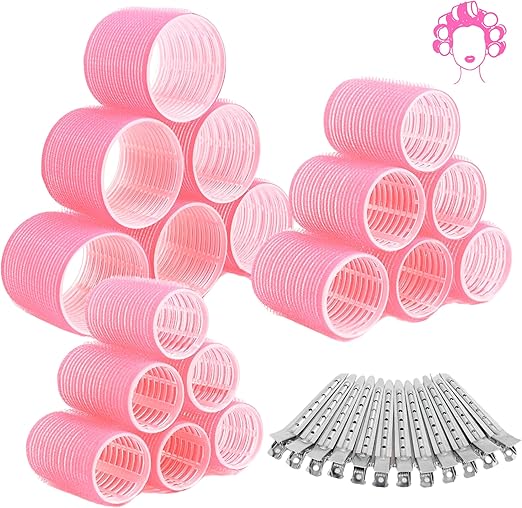 Elaur Thermal Hair Rollers & Clips, Self Holding Hair Curlers with Clips, Medium Rollers for Hair Set,24 PCS