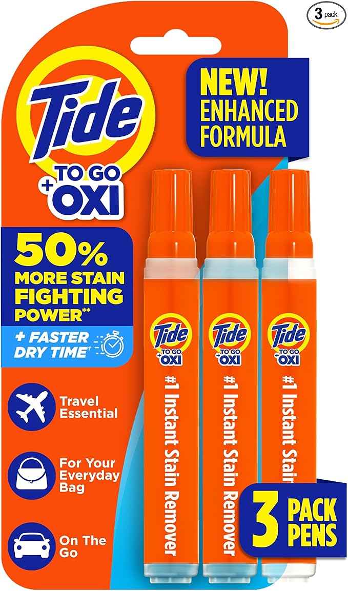 Tide To Go Instant Stain Remover Pen – Portable Spot Cleaner (3 Pack)