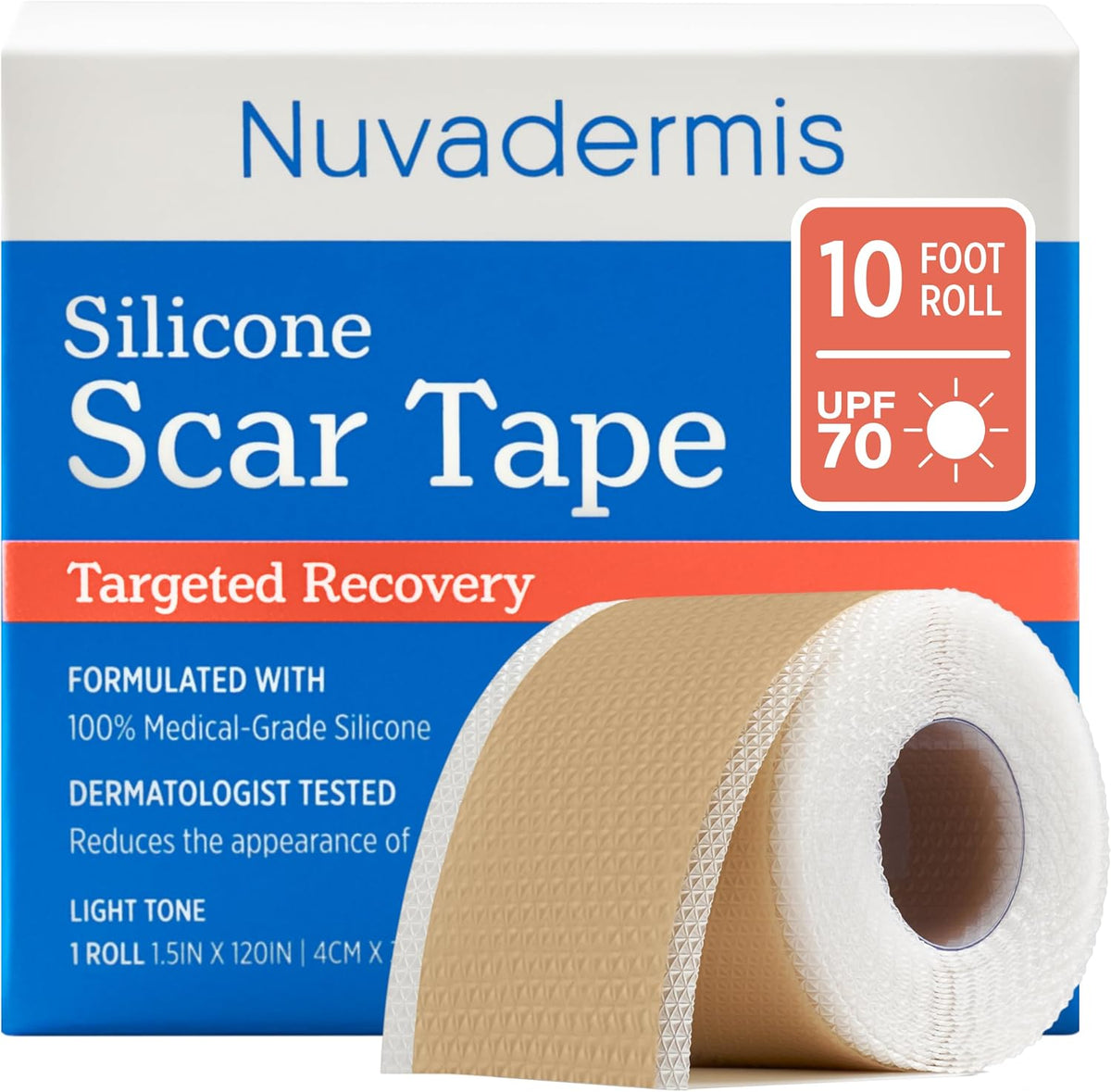NUVADERMIS Silicone Scar Sheets 120 × 1.5 Medical-Grade Silicone Scar & Face Tape