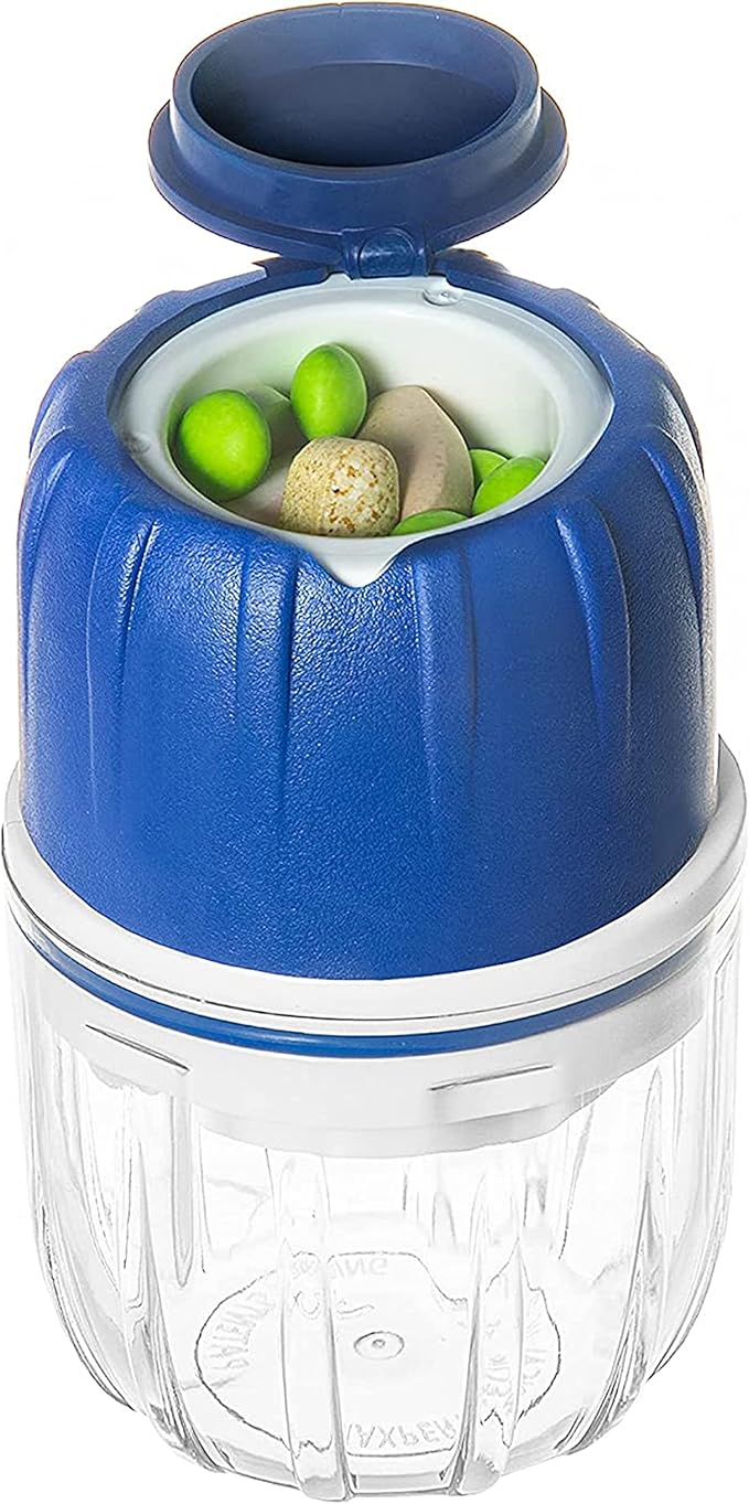 MAXGRIND Pill Crusher and Pill Grinder (Blue), Crushes Pills and Vitamins to Powder, Pill Crusher Pulverizer Grinder, Medicine Cup, Pill Sto