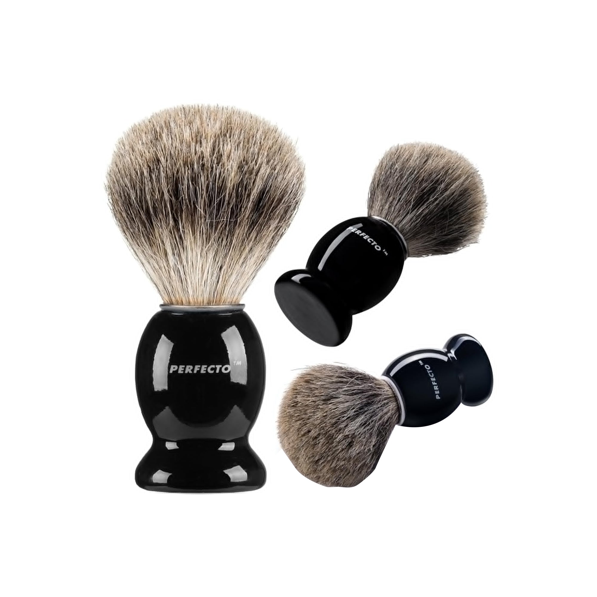 Perfecto 100% Pure Badger Shaving Brush – Black Handle, Premium Shave Tool