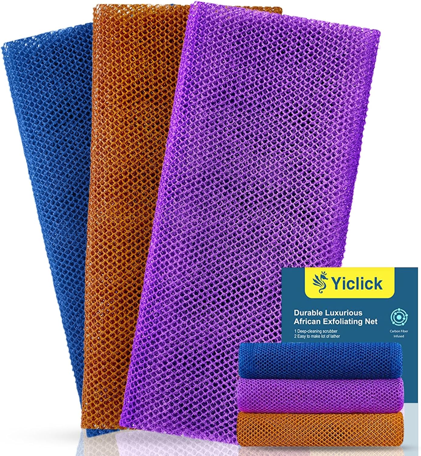 Yiclick African Exfoliating Net - Super Easy to Create Lot of Bubble - Suitable for Women and Men - African Net Sponge - African Wash Net -