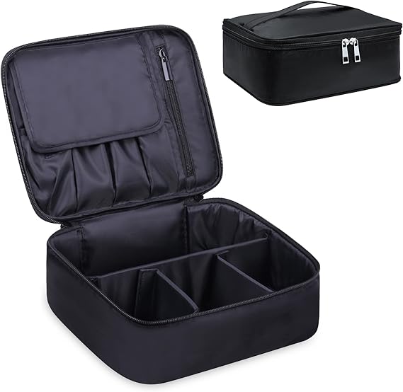 Portable Black Makeup Organizer – Travel Cosmetic Bag