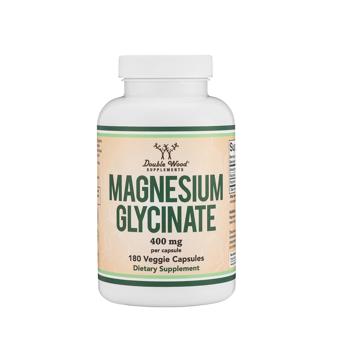 Double Wood Supplements Magnesium Glycinate 400mg, 180 Capsules (Vegan Safe, Manufactured and Third Party Tested in The USA, Gluten Free, Non-GMO) High...