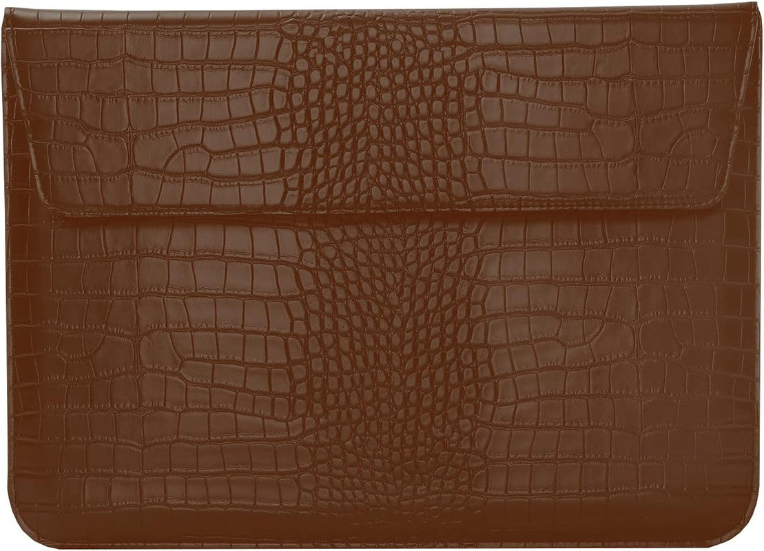 غلاف لابتوب بنقشة التمساح - بني