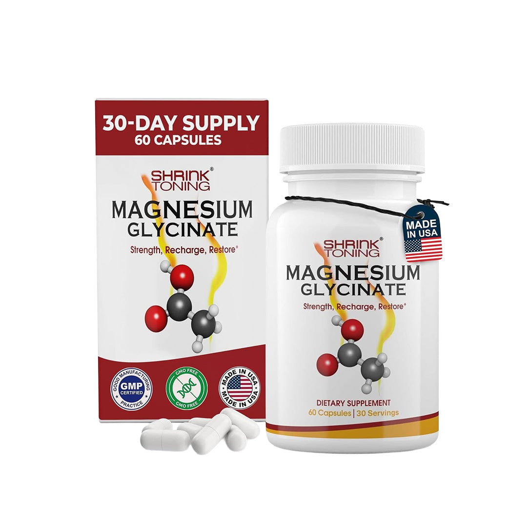 Shrink Magnesium Glycinate 1666 mg – High Absorption Magnesium Supplement – Supports Muscle Function – 60 Capsules