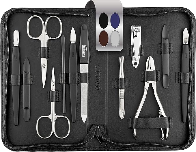 Professional Nail Care Kit – 12-Piece Grooming Set in Elegant Leather Travel Case
