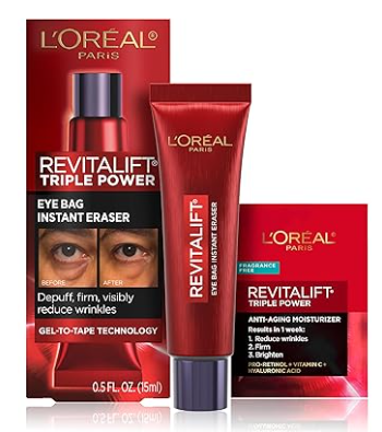 L'Oreal Paris Revitalift Triple Power Eye Bag Instant Eraser Eye Tightener Treatment 0.5 oz