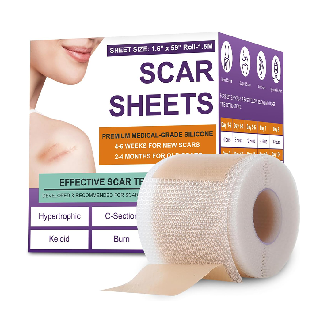 Psecici Silicone Scar Tape for Surgical Scars,Extra Long Scar Sheets for C-Section, Tummy Tuck