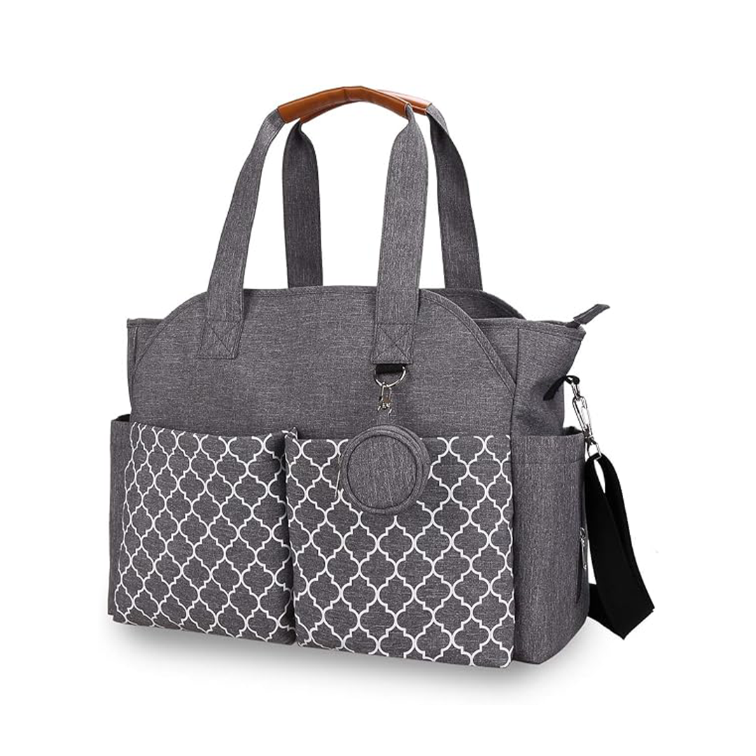 Lmbabter Unisex Diaper Tote Bag Large Capacity Baby Diaper Bag (Grey)