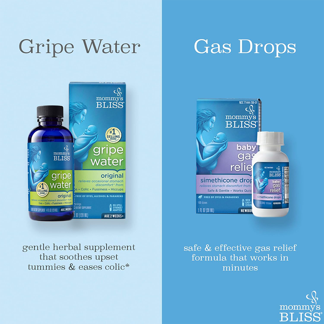 Mommys Bliss Gripe Water & Gas Relief Drops Combo Pack 3 oz, Colic & Gas Relief