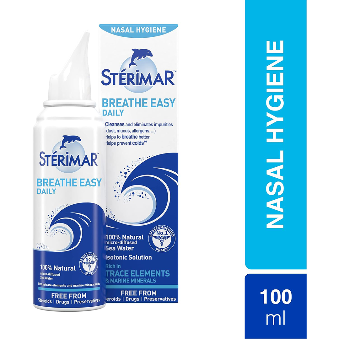 Sterimar Breathe Easy Daily Nasal Spray 100ml 100% Natural Sea Water Isotonic Solution for Nasal Hygiene and Breathing Relief