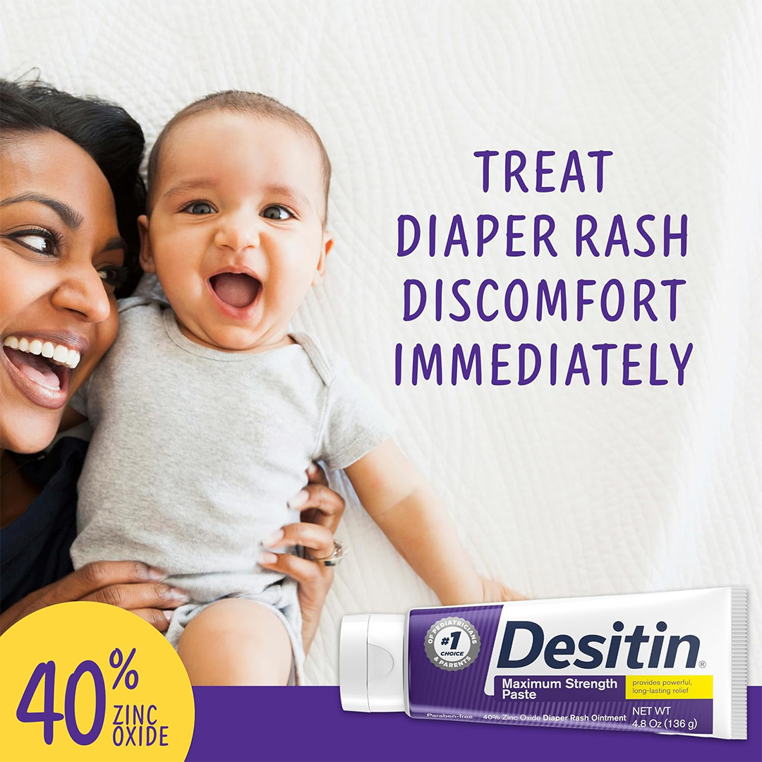 Desitin Maximum Strength Baby Diaper Rash Cream with Zinc Oxide Daily Skin Protection 4 oz