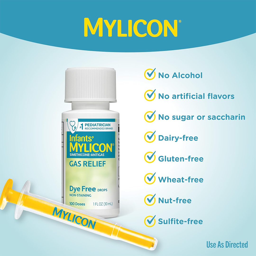 Infants MYLICON Gas Relief Drops Dye Free Simethicone Anti Gas Formula 30ml Pack of 3