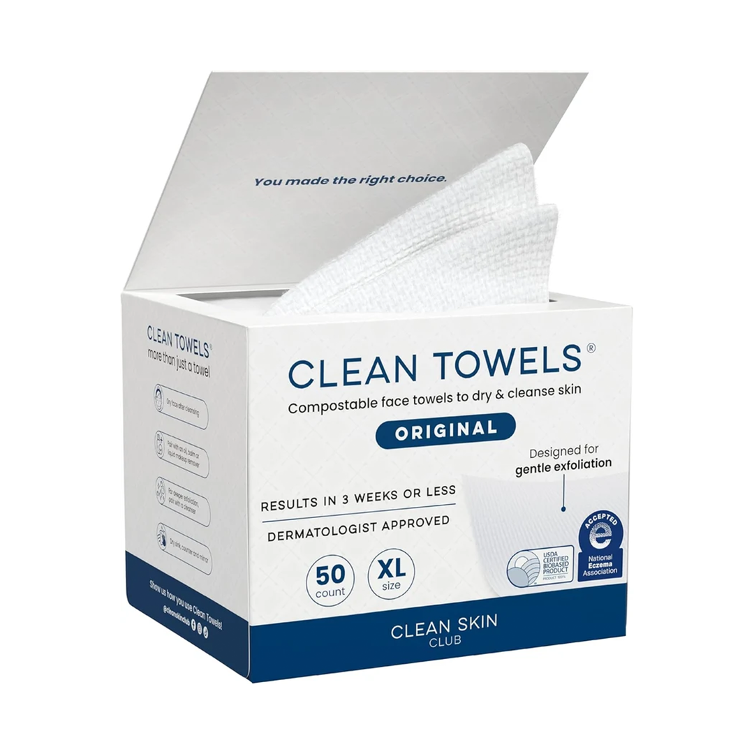 Clean Skin Club Clean Towels XL Biobased Disposable Face Towels