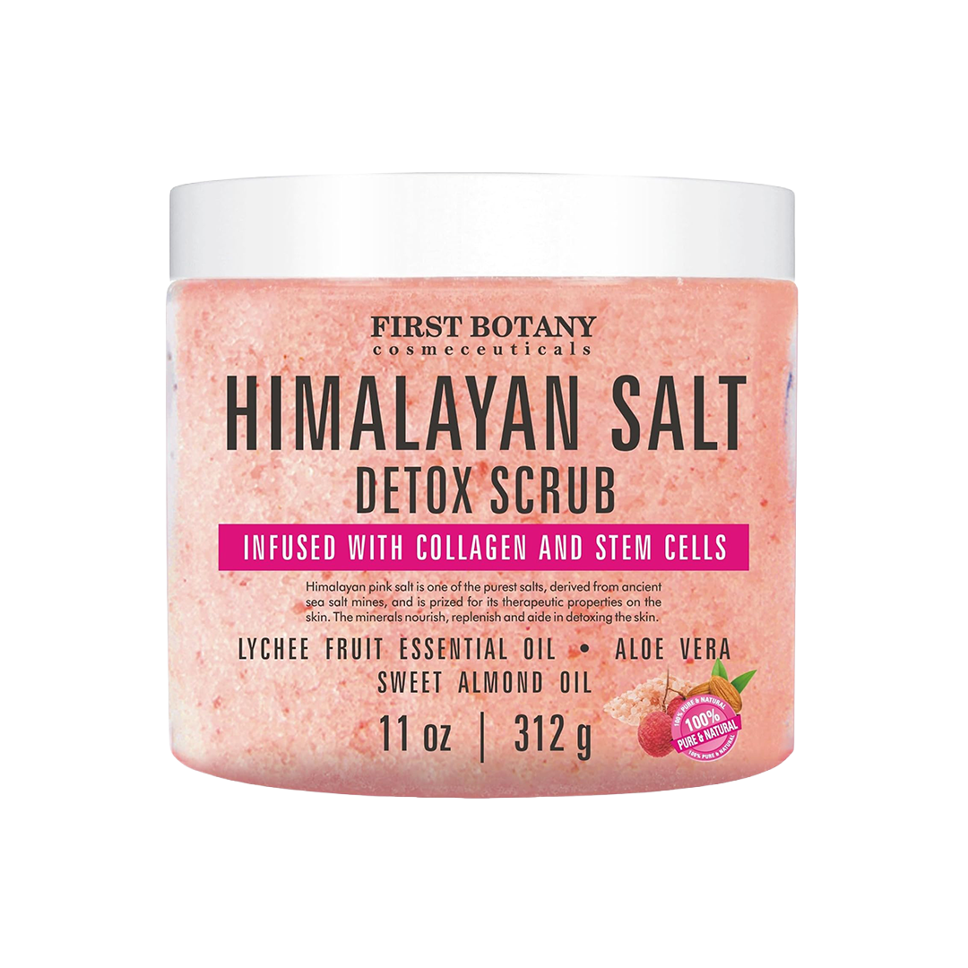 Himalayan Salt Body Scrub With Collagen And Stem Cells - Natural Exfoliating Salt Scrub & Body And Face Souffle Helps With Moisturizing Skin