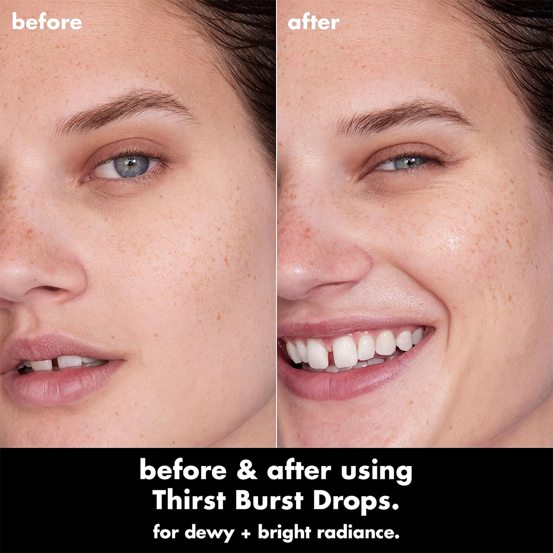 سيروم elf SKIN Holy Hydration! Thirst Burst Drops، سيروم لبشرة مشرقة فورًا ومع مرور الوقت، مصنوع من حمض الهيالورونيك، نباتي ولم يُختبر على الحيوانات.