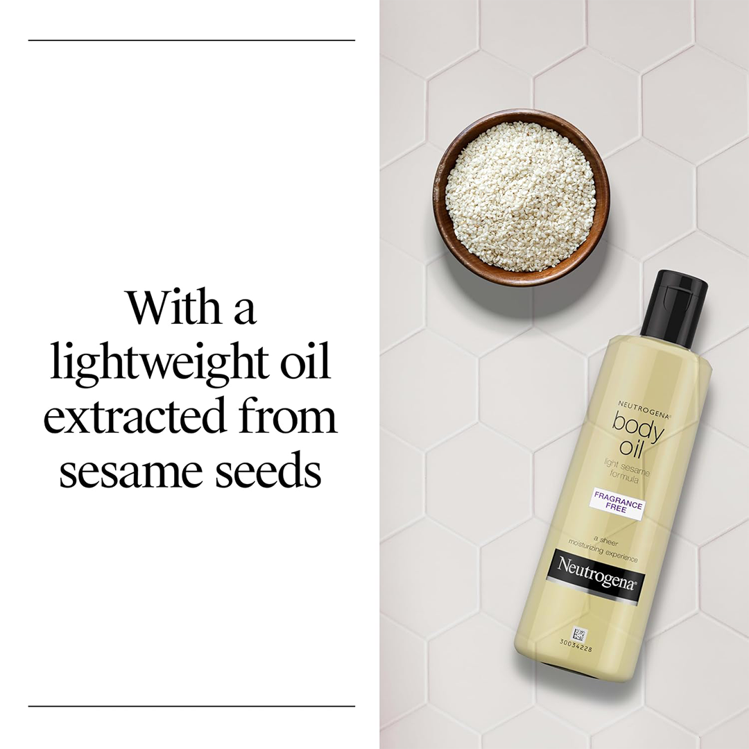 Neutrogena Body Oil Fragrance-Free Light Sesame Oil Formula for Dry Skin Moisturizing & Hydration (250ml)