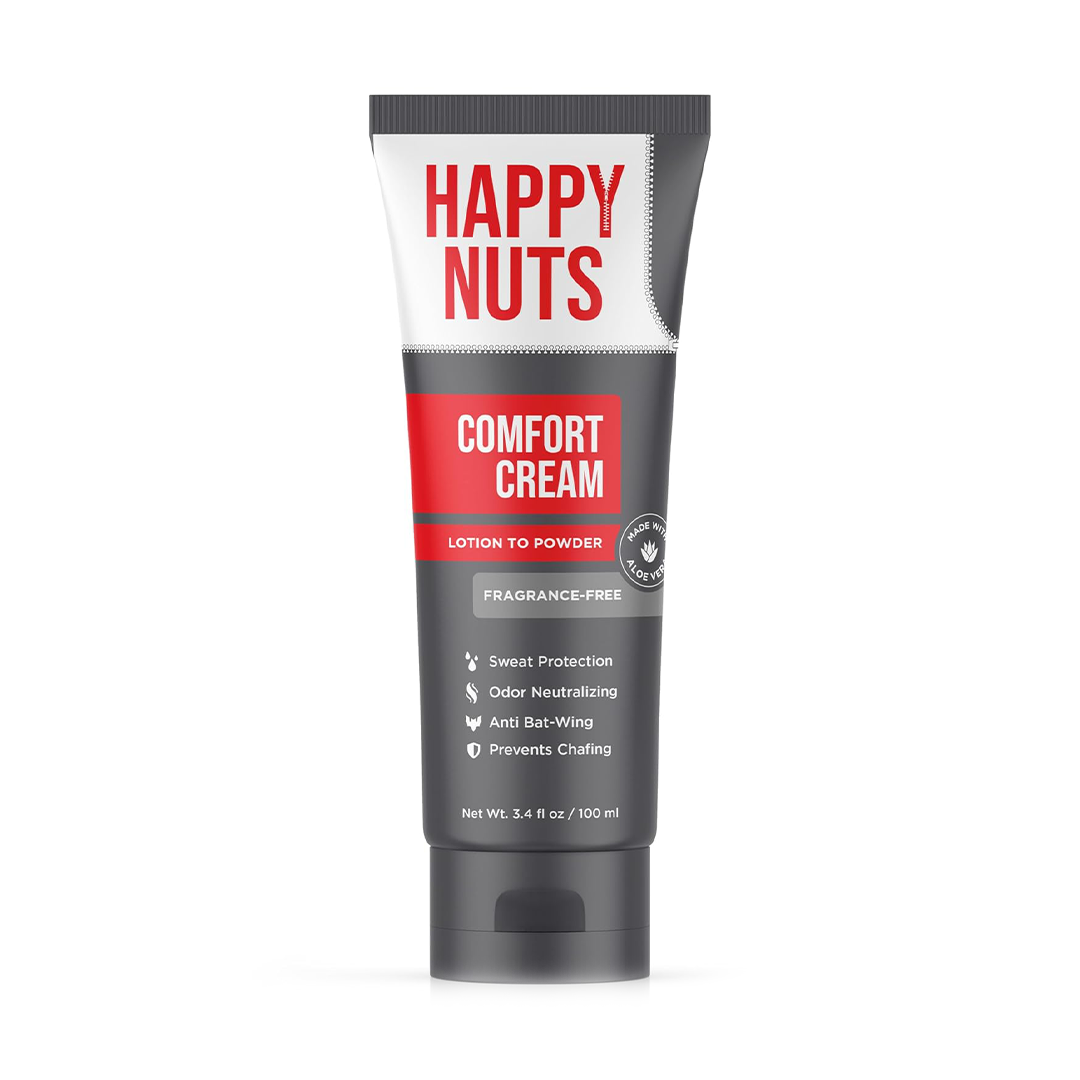 HAPPY NUTS Comfort Cream Deodorant Anti-Chafing & Odor Control for Men (Unscented)