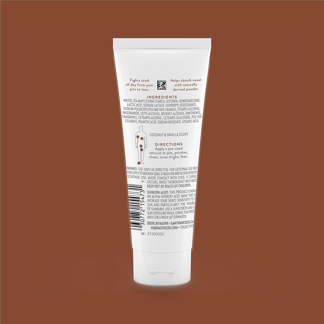 Native Whole Body Deodorant Cream (Coconut & Vanilla) 72-Hour Aluminum-Free Protection