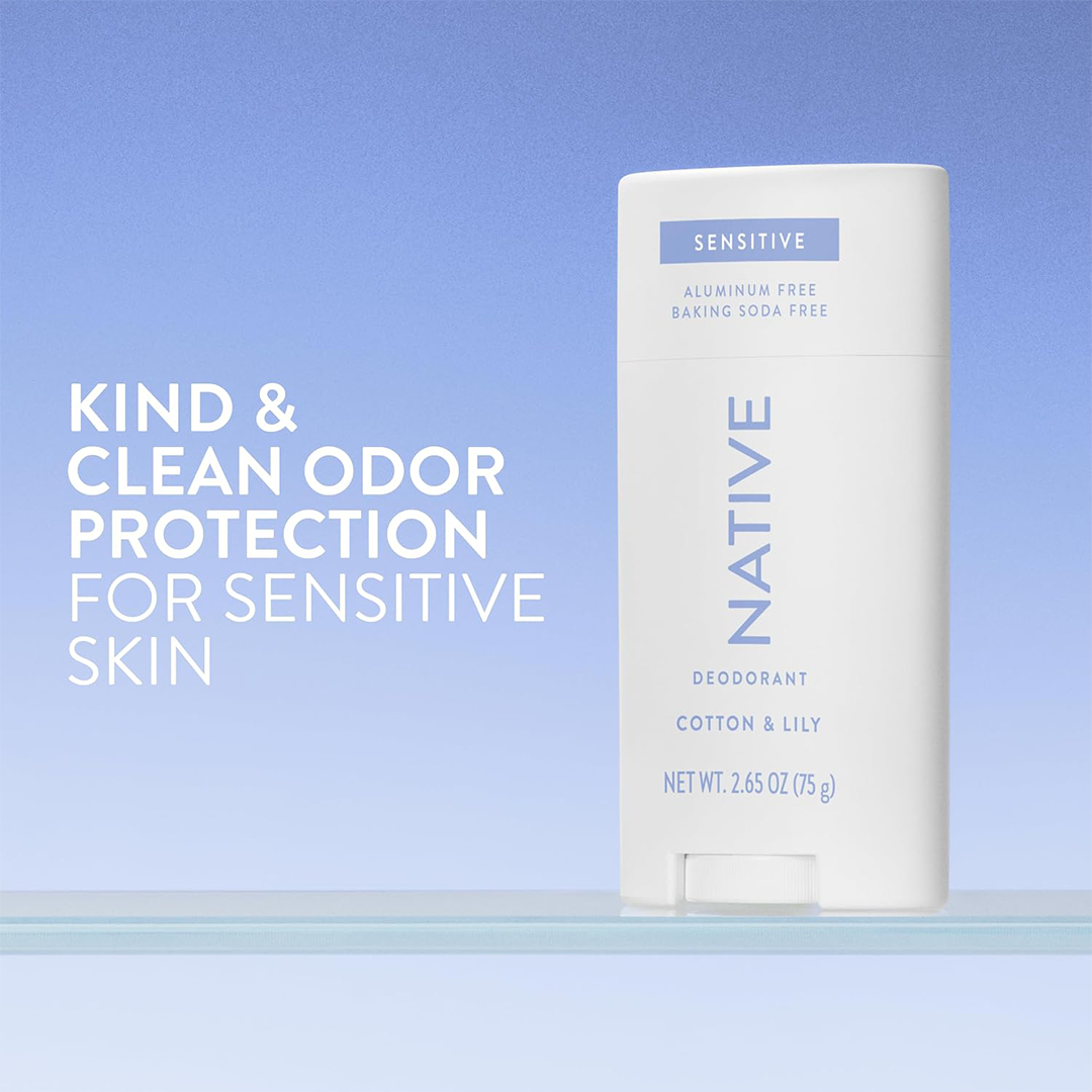Native Sensitive Deodorant (Cotton & Lily) 72-Hour Baking Soda-Free Protection