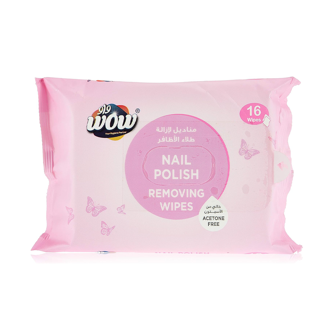 WOW Nail Polish Remover Wipes (16's) The "Mess-Free" Acetone-Free Solution
