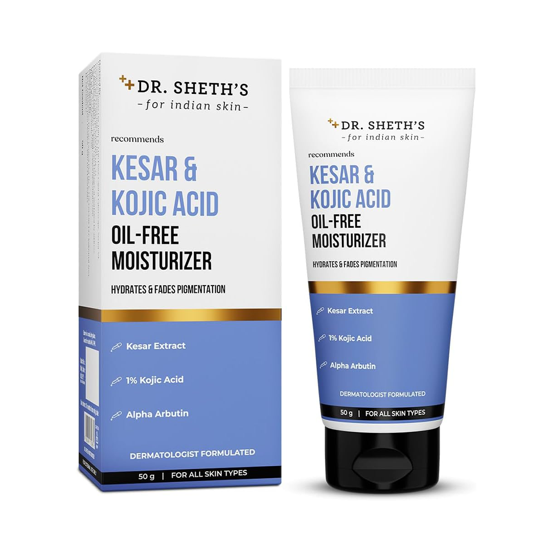 Dr. Sheths Kesar & Kojic Acid Oil-Free Moisturizer (50g) The "Brightness-Boosting" Hydrator