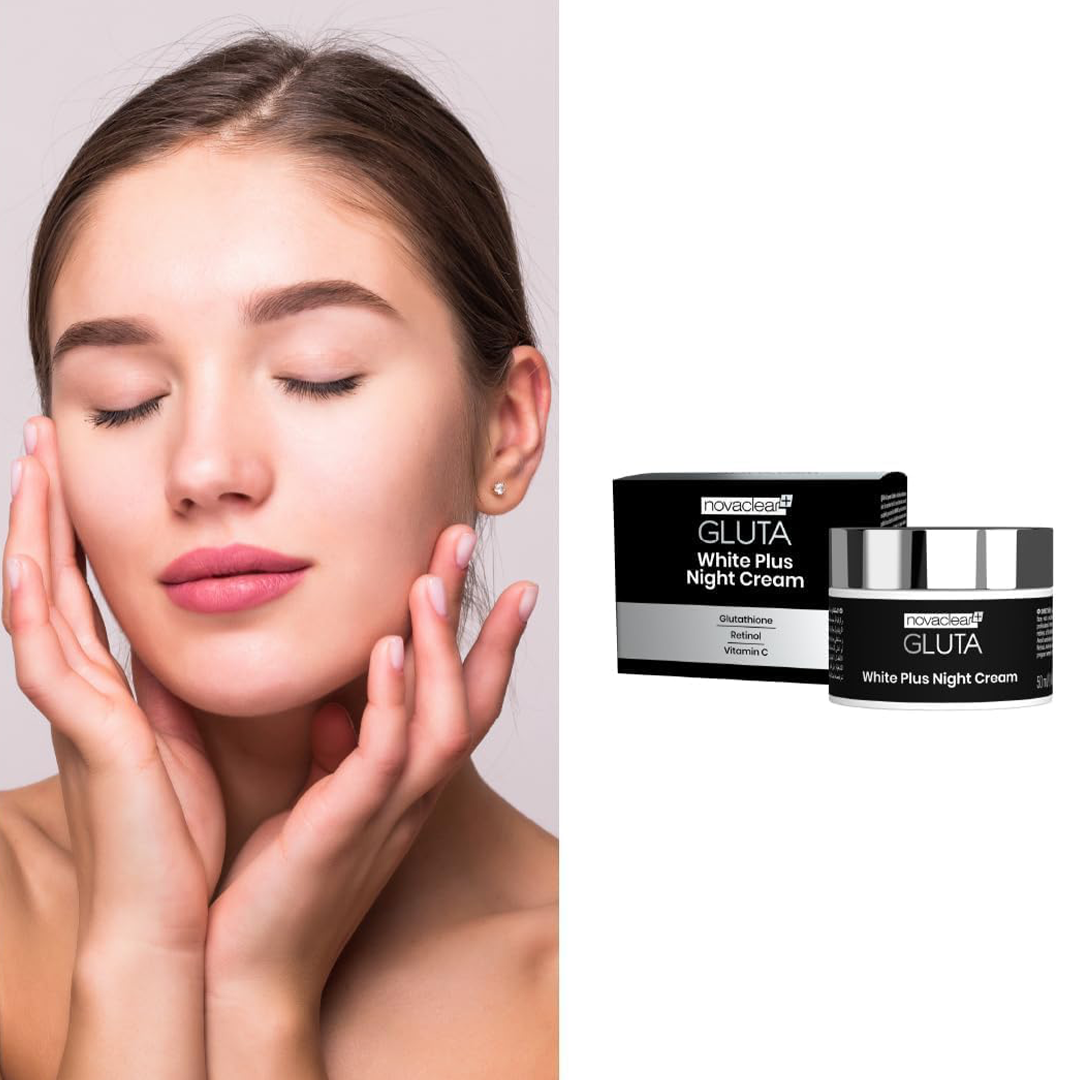 Novaclear Gluta White Plus Night Cream 50ml Glutathione Skin Brightening Anti Wrinkle Cream for Glowing Smooth Skin