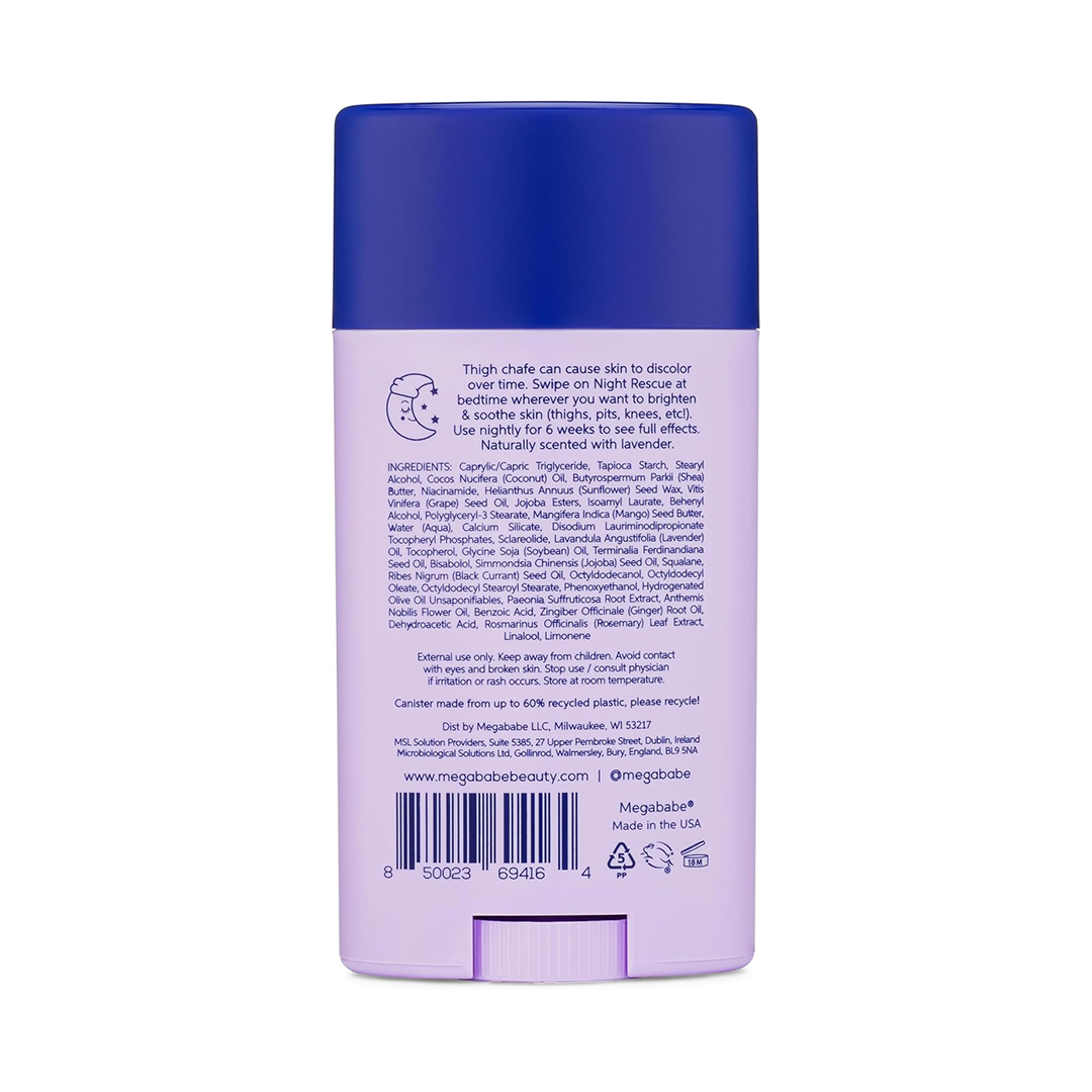 Megababe Night Rescue 2.12 oz Brightening Soothing Body Cream Overnight Skin Care Treatment for Smooth Radiant Skin