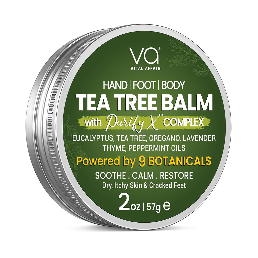 VITAL AFFAIR Tea Tree Oil Balm Soothing Care for Rashes, Athletes Foot & Cracked Feet, 2oz